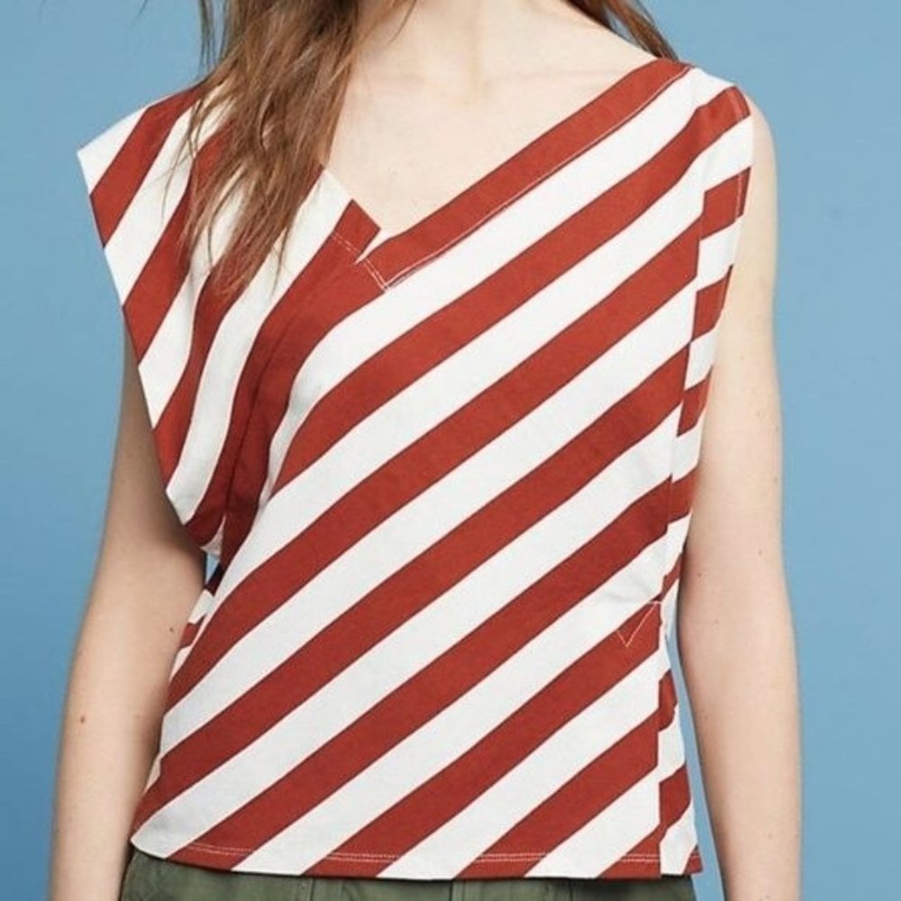 Postmark Anthro Asymmetrical Striped Structured Top